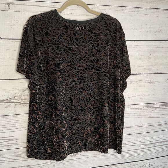Free People Burnout Velvet Top Womens Short Sleeve Teddy T-Shirt Charcoal Small - Picture 6 of 8